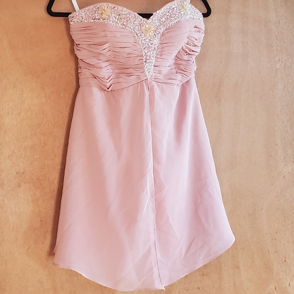 Blush Pink Strapless Sequin Dress Size 10